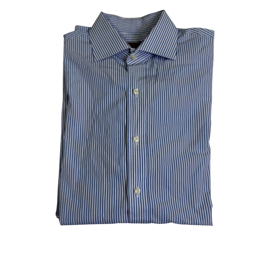 Polo Ralph Lauren Button Down Mens 16 32-33 Blue Striped 100 % cottonLong Sleeve